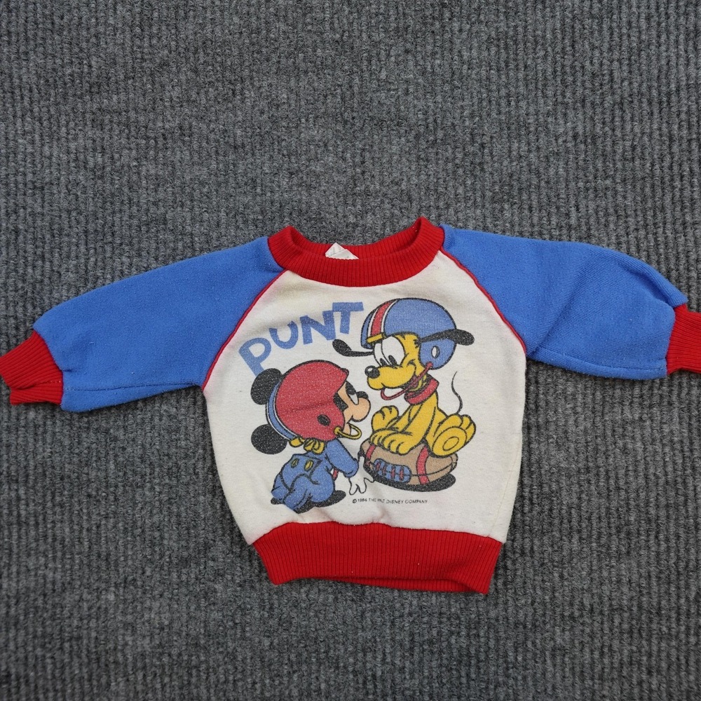 Vintage Disney Babies Sweater Baby Boys 6-9 Months Mickey Pluto Football 1984